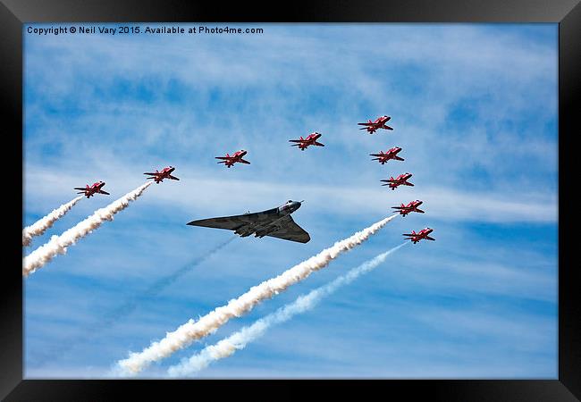  Vulcan and Red Arrows last ever flight  Framed Print by Neil Vary