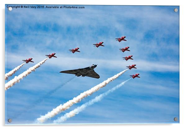  Vulcan and Red Arrows last ever flight  Acrylic by Neil Vary