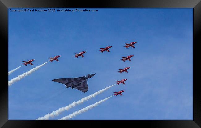 Vulcan and Red Arrows Framed Print by Paul Madden