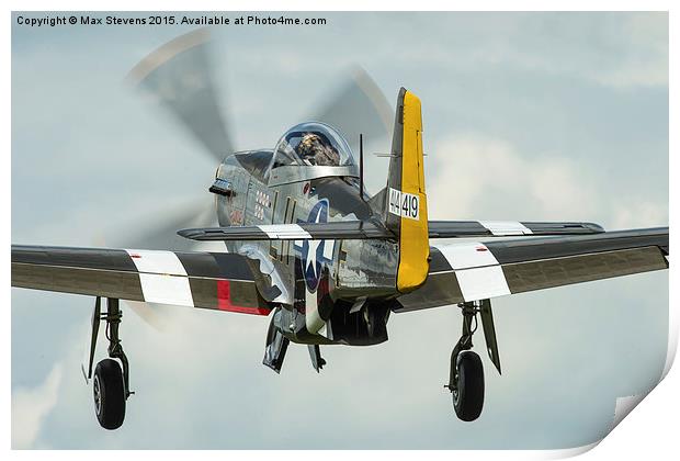  Mustang P51D "Janie" gear up! Print by Max Stevens