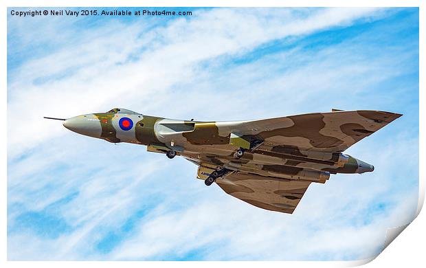  Avro Vulcan XH558 low speed fly past Print by Neil Vary