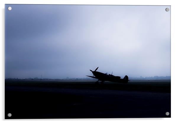 Duxford Mist Morning Acrylic by J Biggadike
