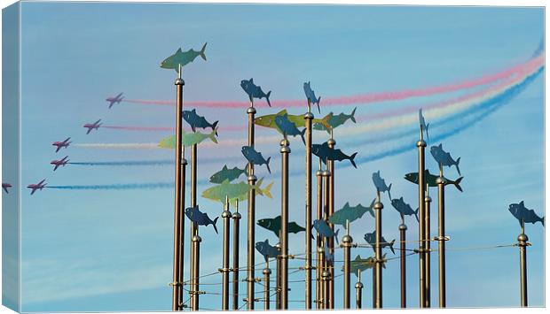  Red Arrows and Public Art Canvas Print by Andy Heap