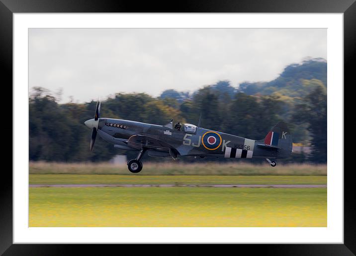 Spitfire MK356 Landing Framed Mounted Print by J Biggadike