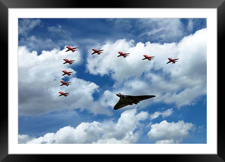 Red Arrows and Vulcan XH558 Framed Mounted Print by J Biggadike