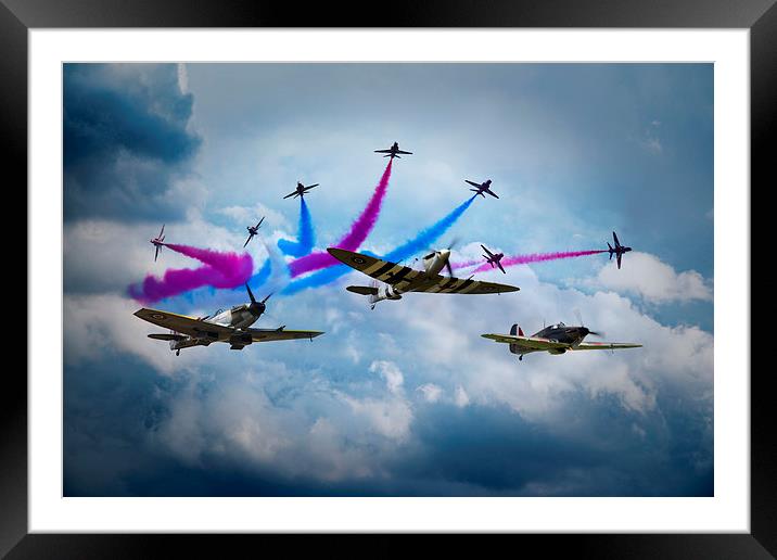 Red Arrows and Battle of Britain Memorial Flight Framed Mounted Print by J Biggadike