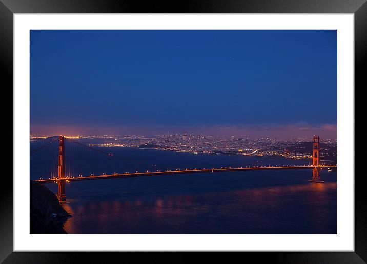 Blue hour at the Golden Gate Bridge Framed Mounted Print by Thomas Schaeffer