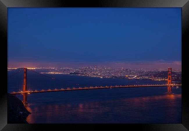 Blue hour at the Golden Gate Bridge Framed Print by Thomas Schaeffer