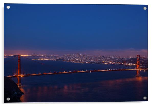 Blue hour at the Golden Gate Bridge Acrylic by Thomas Schaeffer