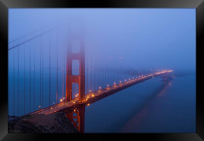 Morning fog at the Golden Gate Bridge Framed Print by Thomas Schaeffer