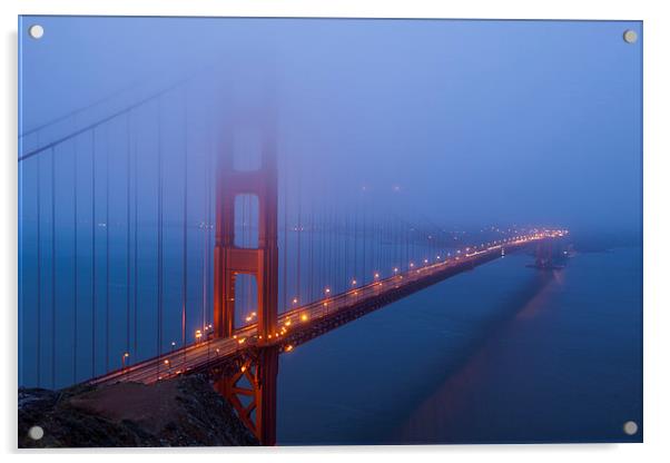 Morning fog at the Golden Gate Bridge Acrylic by Thomas Schaeffer