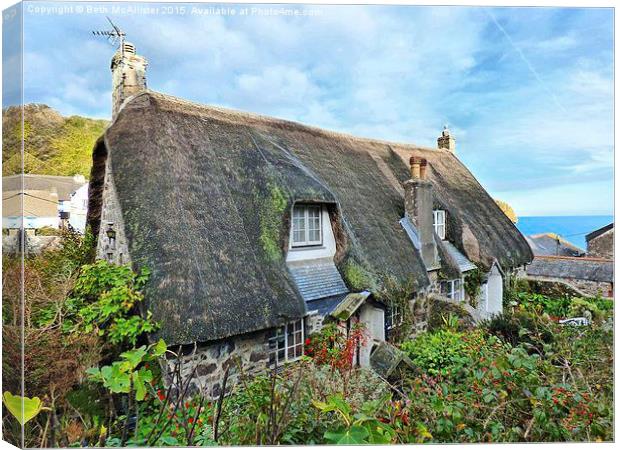  Cadgwith cottages Canvas Print by Beth McAllister