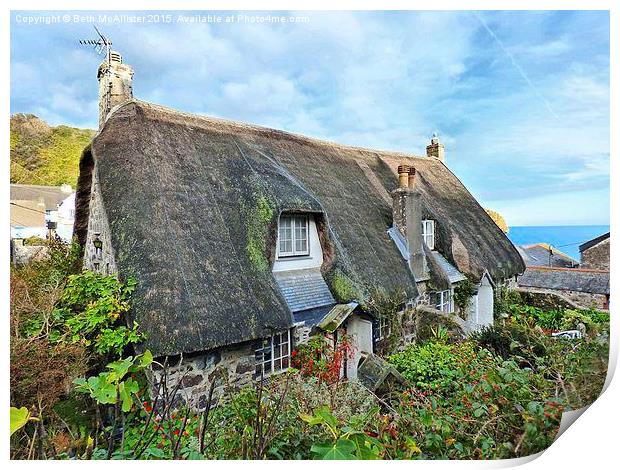  Cadgwith cottages Print by Beth McAllister