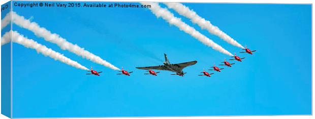  The Last Goodbye Vulcan and Red Arrows Canvas Print by Neil Vary