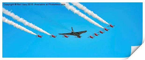  The Last Goodbye Vulcan and Red Arrows Print by Neil Vary