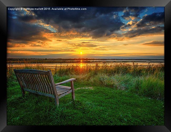  Sit and Reflect As The Sun Goes Down Framed Print by matthew  mallett