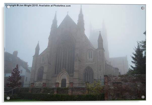  Worcester Cathedral in the Morning Mist Acrylic by WrightAngle Photography