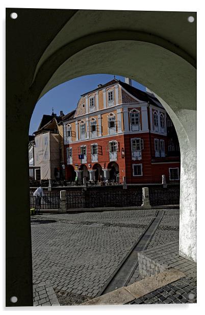 Old Town Sibiu Romania Louxembourg House Acrylic by Adrian Bud