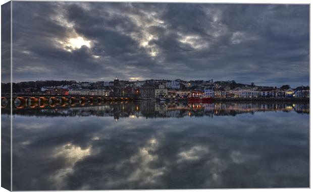 Bideford Quay at night Canvas Print by Mike Gorton