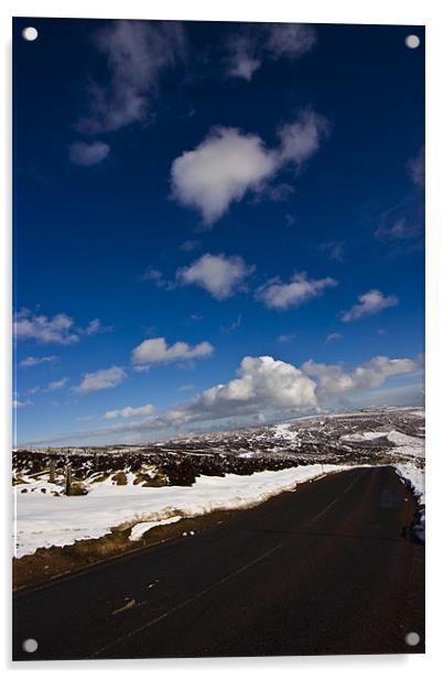 Snowy Scottish landscape with a road Acrylic by Gabor Pozsgai