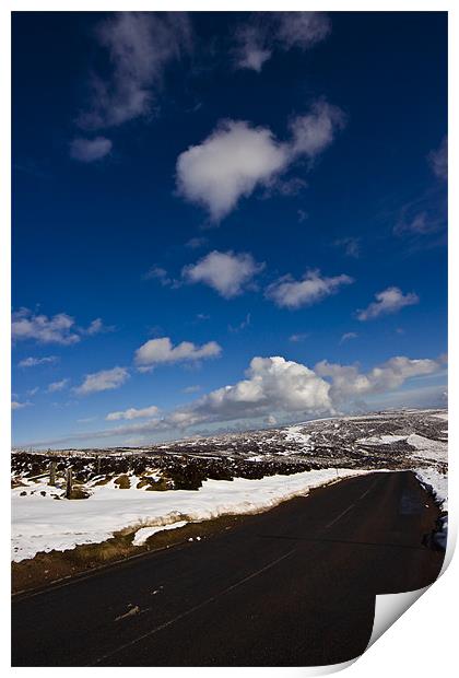 Snowy Scottish landscape with a road Print by Gabor Pozsgai