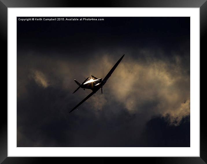  Glinting Spitfire Framed Mounted Print by Keith Campbell