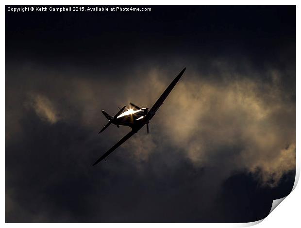  Glinting Spitfire Print by Keith Campbell