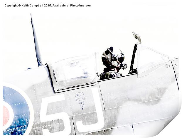  BBMF Spitfire Pilot Print by Keith Campbell