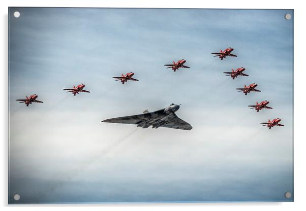 Vulcan XH558 and The Red Arrows Acrylic by Jeni Harney