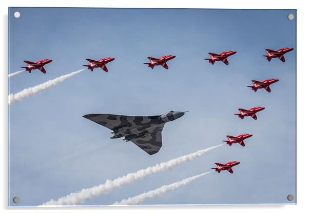 Vulcan XH558 and The Red Arrows Acrylic by Jeni Harney