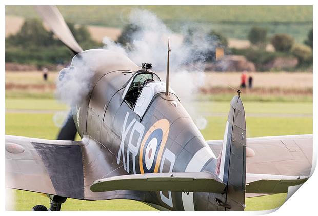 Spitfire engine blowing smoke rings Print by Gary Eason
