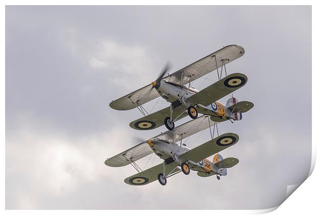 Hawker Nimrod biplanes Print by Gary Eason