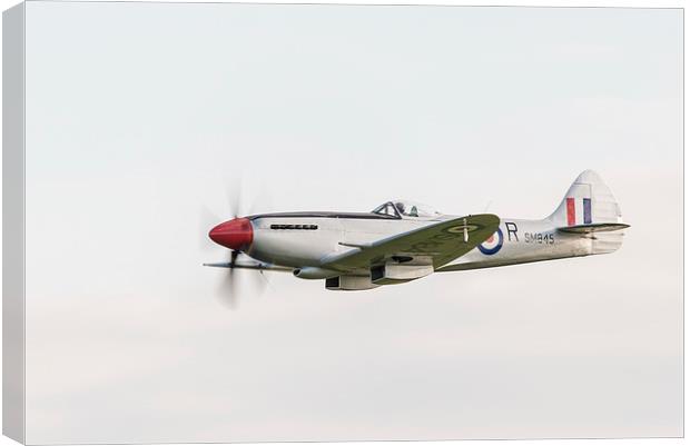  Silver Spitfire at speed Canvas Print by Gary Eason