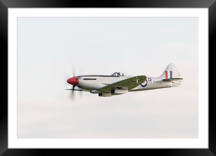  Silver Spitfire at speed Framed Mounted Print by Gary Eason