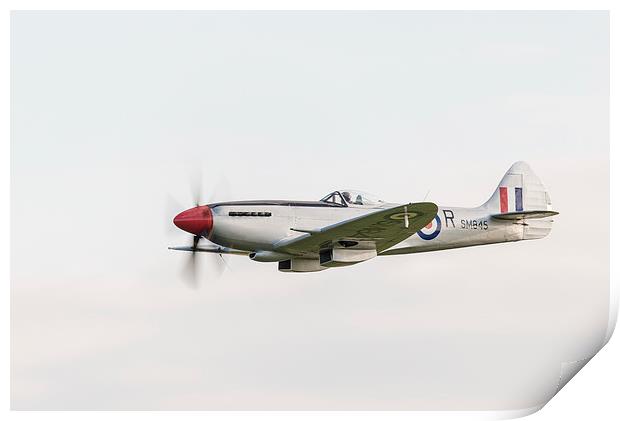  Silver Spitfire at speed Print by Gary Eason
