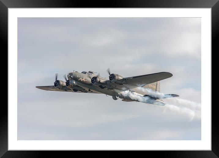Flying Fortress Sally B's smoke tribute Framed Mounted Print by Gary Eason