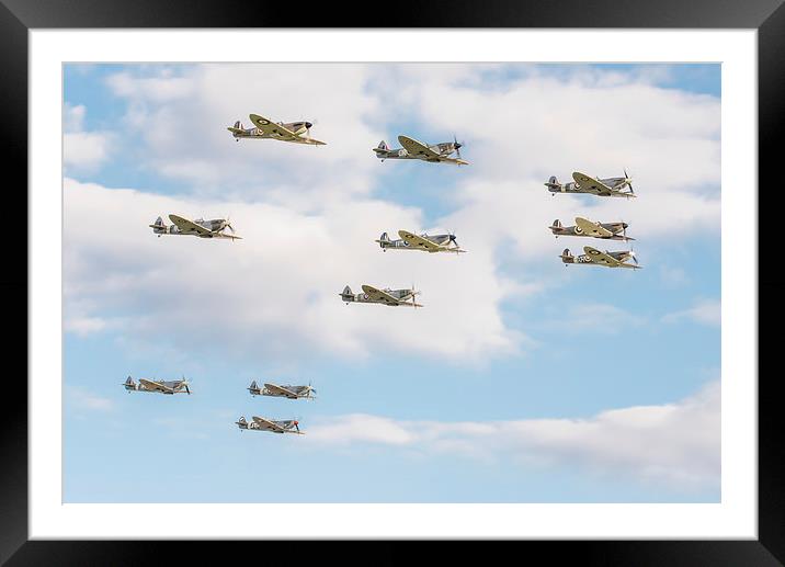 Flying legends: massed Spitfires flypast Framed Mounted Print by Gary Eason