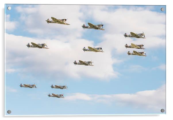 Flying legends: massed Spitfires flypast Acrylic by Gary Eason