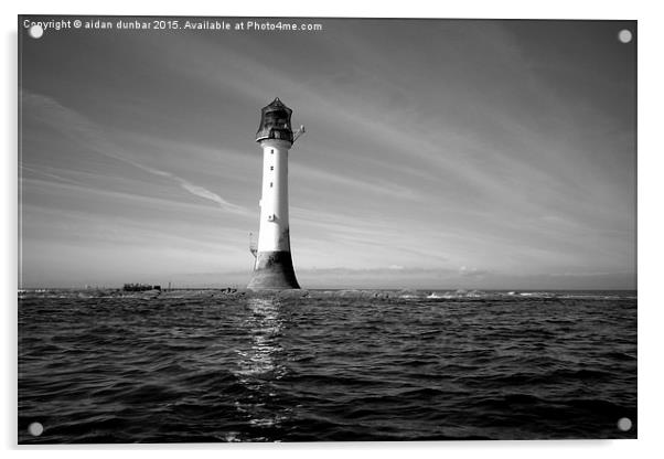  Bellrock lighthouse Arbroath low tide b&w Acrylic by aidan dunbar