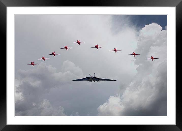 Red Arrows Vulcan Bomber Framed Mounted Print by J Biggadike