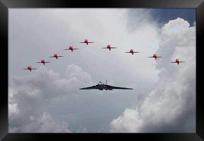 Red Arrows Vulcan Bomber Framed Print by J Biggadike