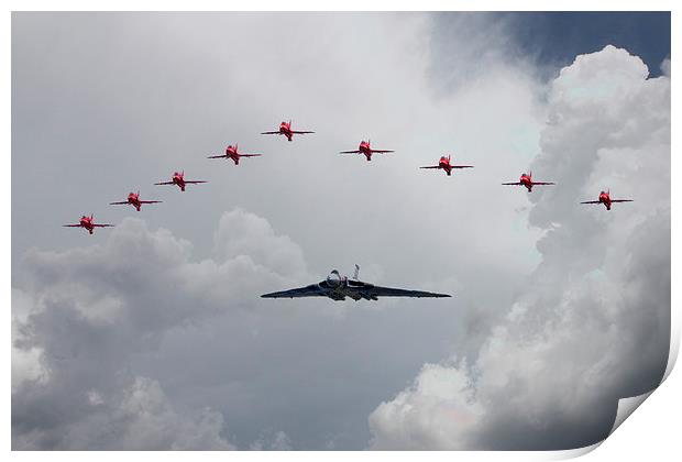 Red Arrows Vulcan Bomber Print by J Biggadike