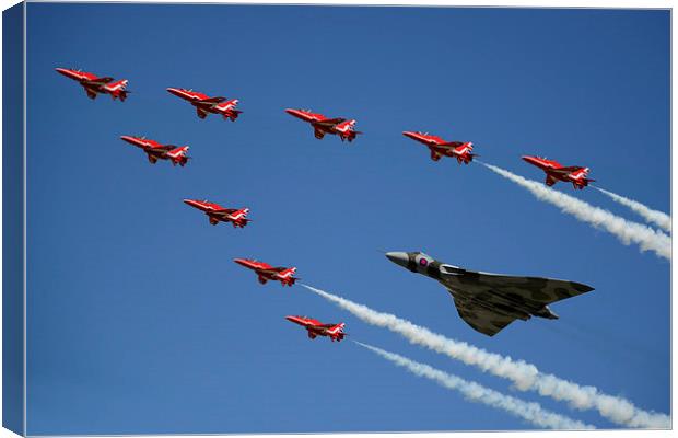 Vulcan And Red Arrows Canvas Print by J Biggadike
