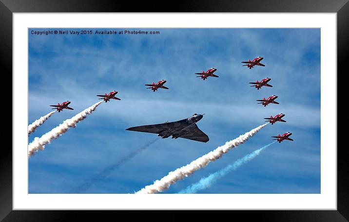 Vulcan XH558 and Red Arrows farewell Flight Framed Mounted Print by Neil Vary