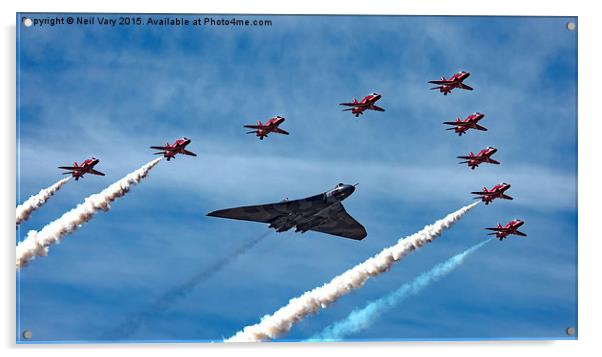  Vulcan XH558 and Red Arrows farewell Flight Acrylic by Neil Vary