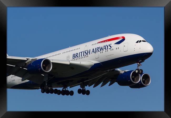 British Airways Airbus A380 Framed Print by David Pyatt