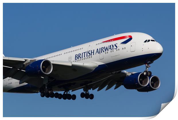 British Airways Airbus A380 Print by David Pyatt