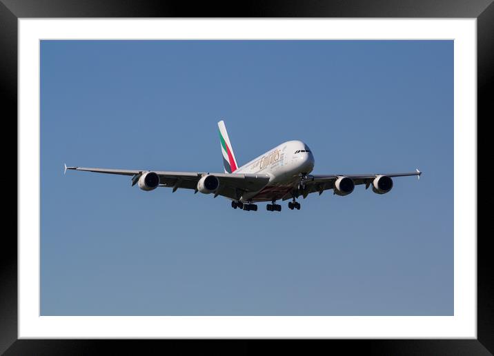 Emirates Airbus A380 Framed Mounted Print by David Pyatt