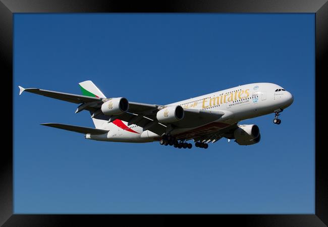 Emirates Airbus A380 Framed Print by David Pyatt