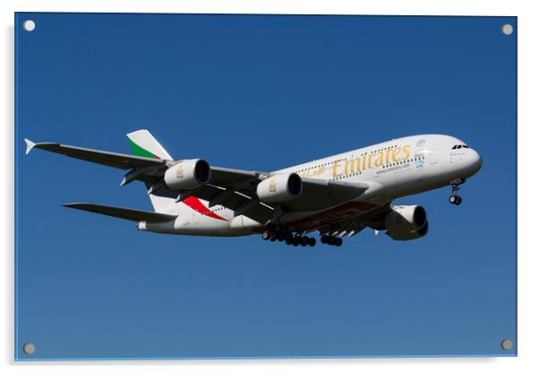 Emirates Airbus A380 Acrylic by David Pyatt